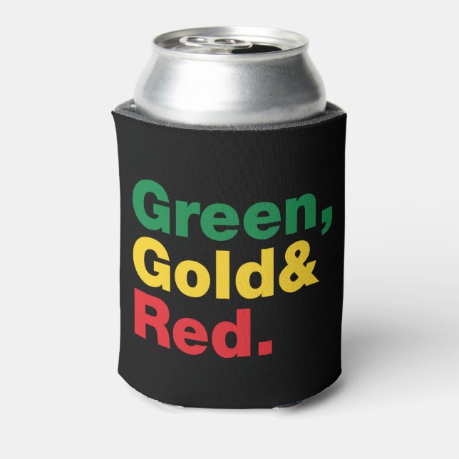 Green, Gold & Red. Can Cooler (Can Back)