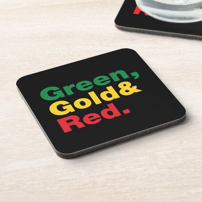 Green, Gold & Red. Drink Coaster (Left Side)