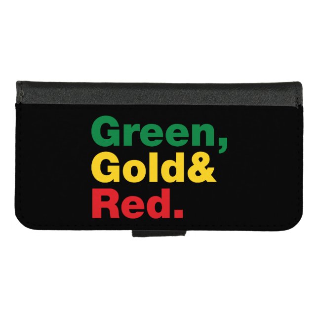 Green, Gold & Red. iPhone Wallet Case (Front (Horizontal))