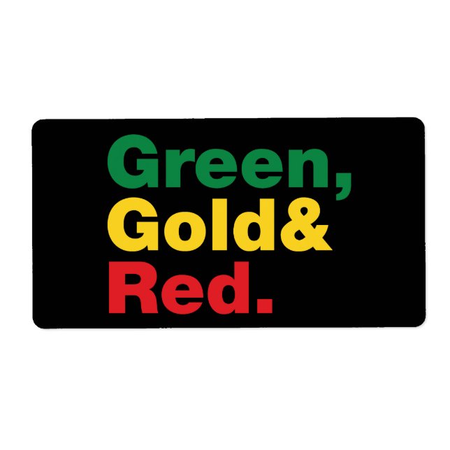 Green, Gold & Red. Label (Front)