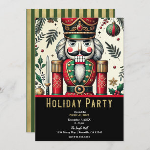 Green Gold Red Nutcracker Christmas Holiday Party Invitation
