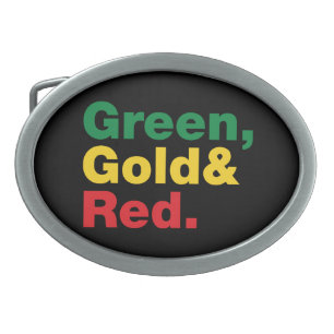 Green, Gold & Red. Oval Belt Buckle