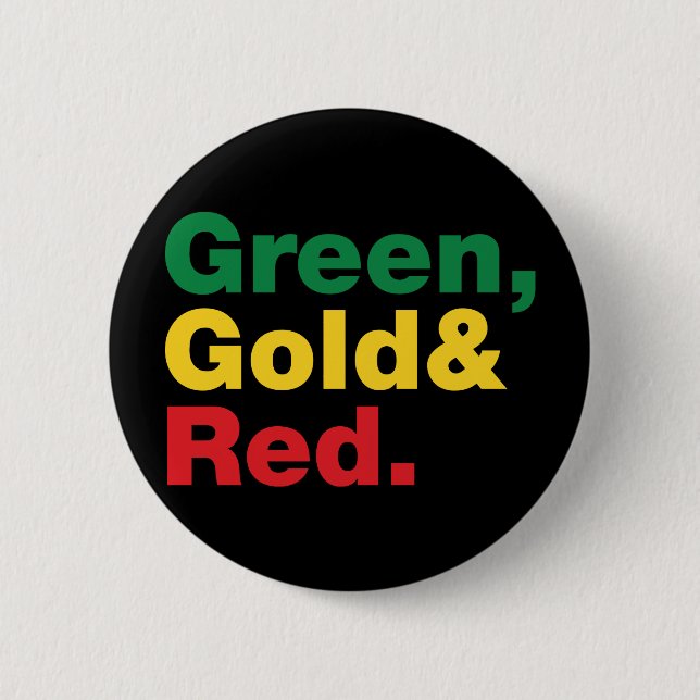 Green, Gold & Red. Pinback Button (Front)