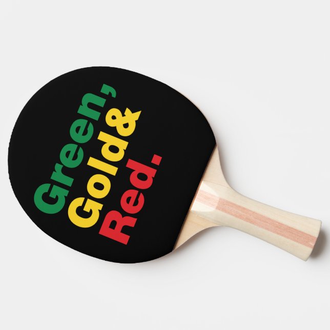 Green, Gold & Red. Ping-Pong Paddle (Side)