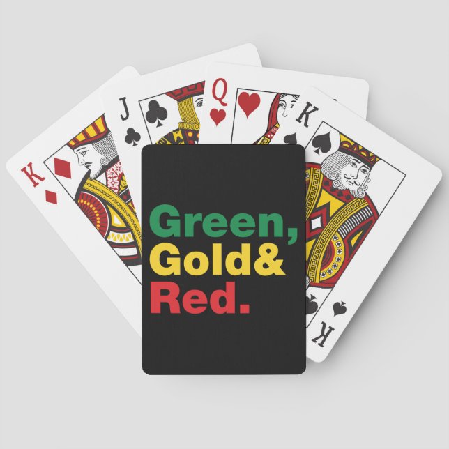 Green, Gold & Red. Poker Cards (Back)