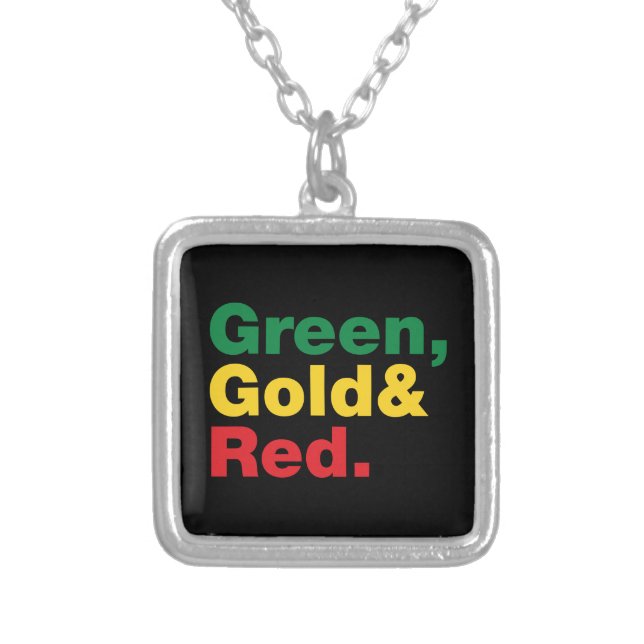 Green, Gold & Red. Silver Plated Necklace (Front)