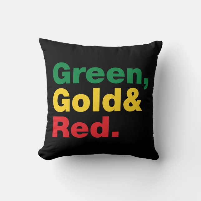 Green, Gold & Red. Throw Pillow (Front)
