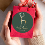 Green Gold Reindeer Christmas Elegant Minimalist  Classic Round Sticker<br><div class="desc">Dress up your Christmas gifts with a touch of glamour using these stylish Green Gold Reindeer Christmas Elegant Minimalist Classic Round Stickers. This trendy design features a modern twist on the traditional Christmas theme, with a sleek and minimal design that effortlessly blends the festive spirit with contemporary style. The charming...</div>