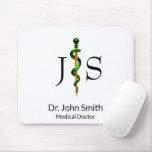 Green Gold Rod Of Asclepius Herbal Medical Mouse Pad at Zazzle