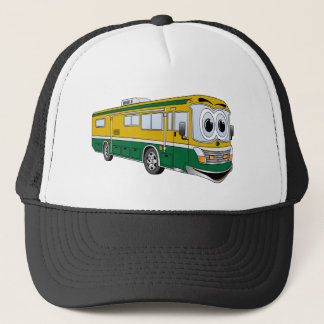 Green Gold RV Bus Camper Cartoon Trucker Hat