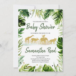 Green Gold Safari Jungle Baby Shower Invitation