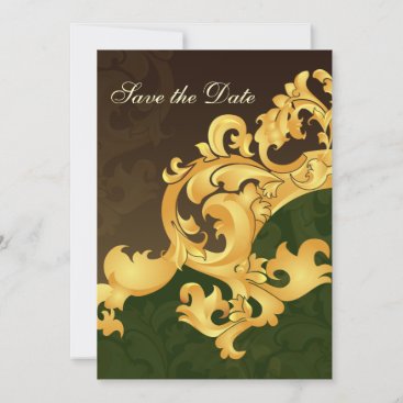 green gold save the date announcement