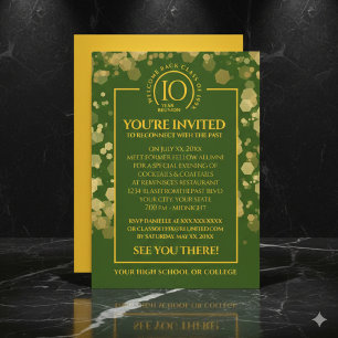 Green & Gold School Class Reunion Invitation