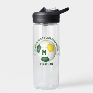 green gold school club team colors custom soccer water bottle