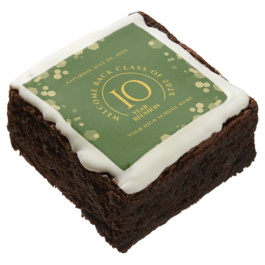 Green & Gold School College Class Reunion Brownie (Angled)