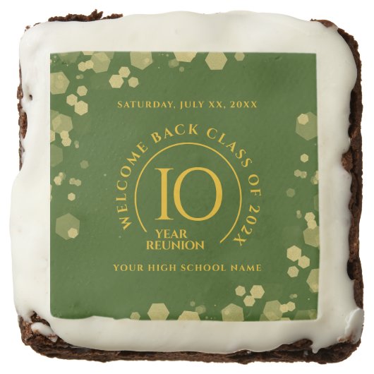 Green & Gold School College Class Reunion Brownie (Front)