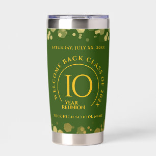 Green & Gold School College Class Reunion Insulated Tumbler
