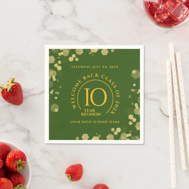 Green & Gold School College Class Reunion Napkins (Insitu)