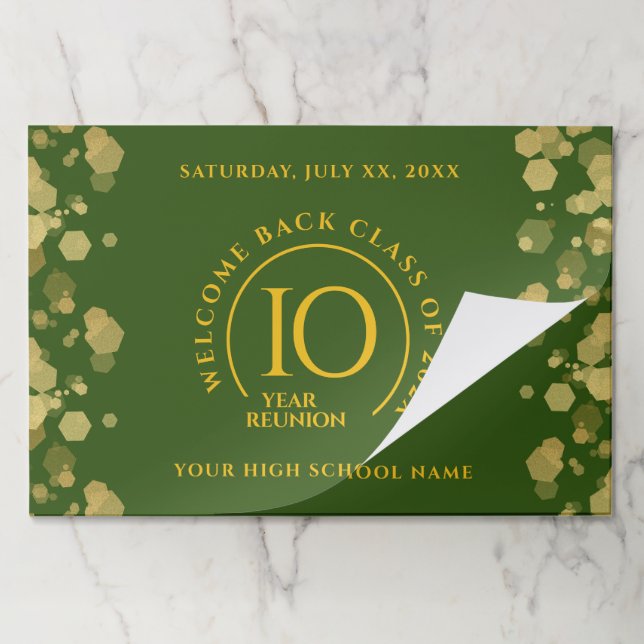 Green & Gold School College Class Reunion Paper Pad (Folded)