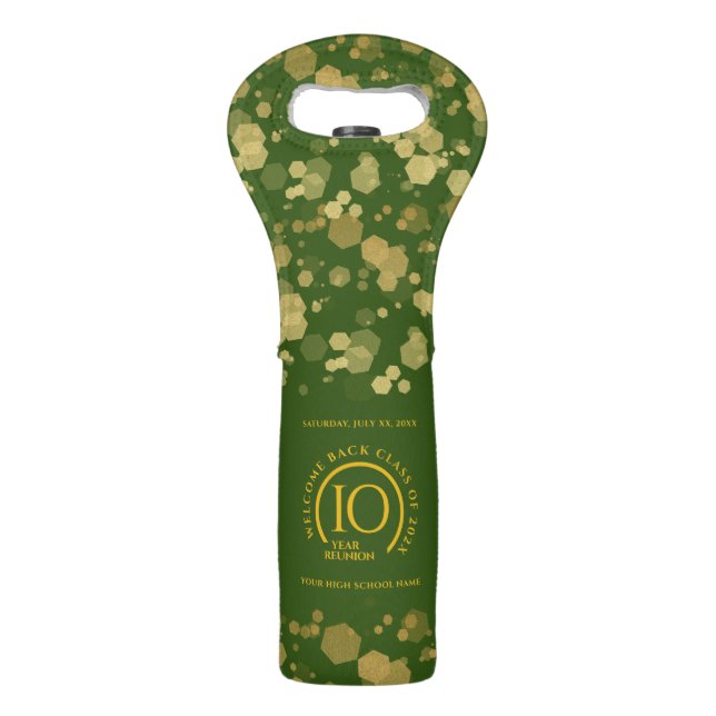 Green & Gold School College Class Reunion Wine Bag (Back)