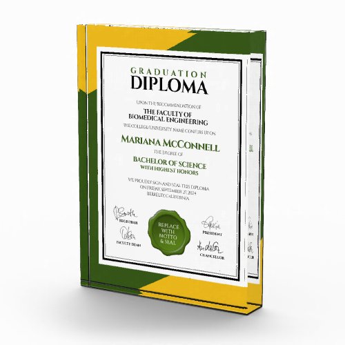 Green Gold School College University Diploma Photo Block