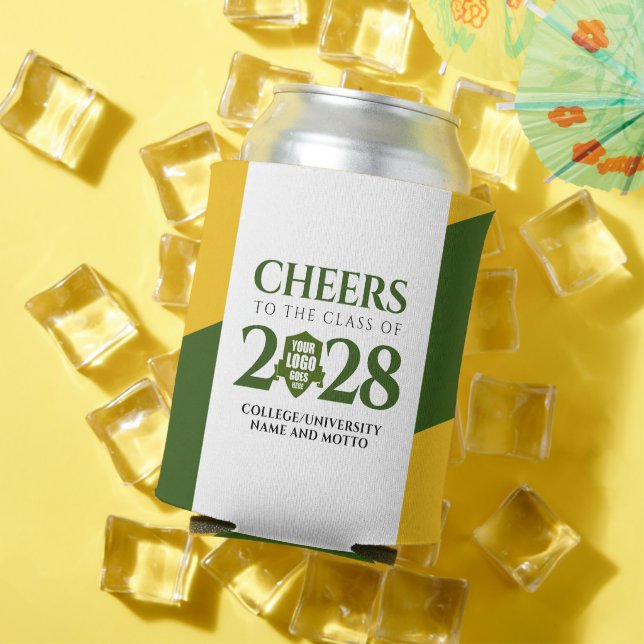 Green Gold School College University Graduation Can Cooler (In Situ Summer)