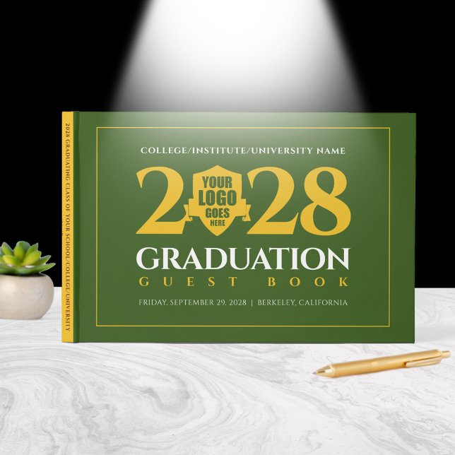 Green Gold School College University Graduation Guest Book (Green Gold School / College / University Graduation Guest Book Cover Photo (front))