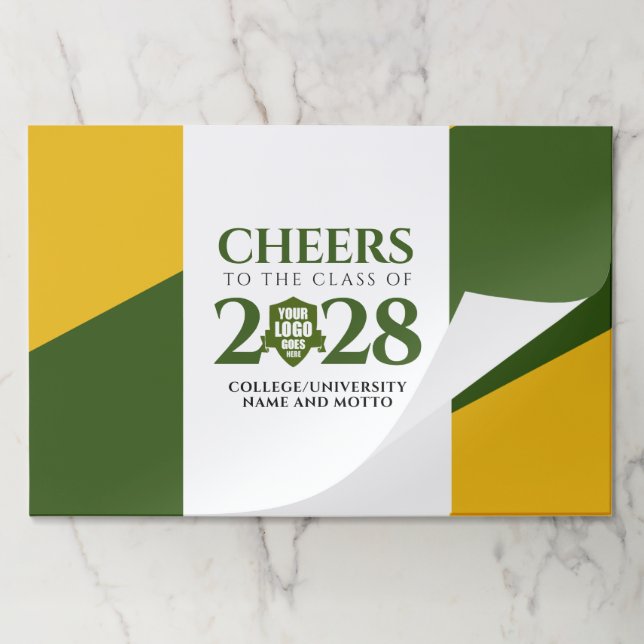 Green Gold School College University Graduation Paper Pad (Folded)