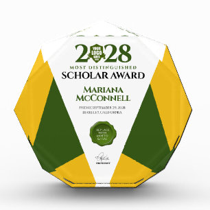 Green Gold School College University Graduation Photo Block