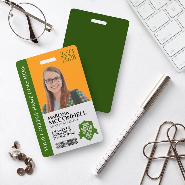 Green Gold School College University Student ID Badge (Creator Uploaded)