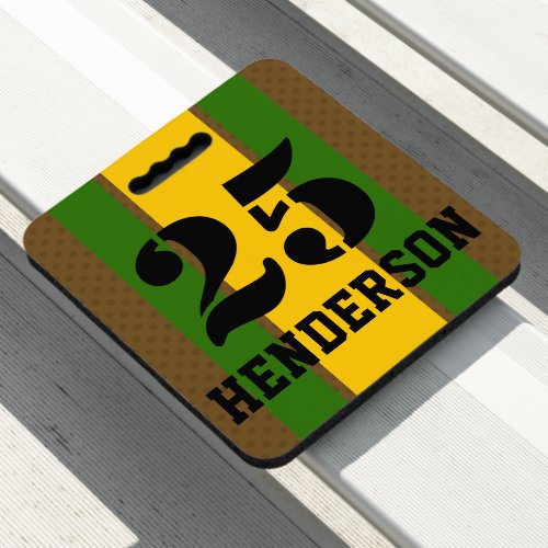 Green Gold School Color Football Number and Name Seat Cushion