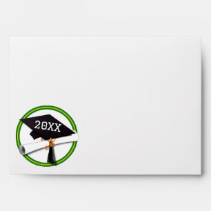 Green - Gold School Colors Grad Cap Graduation Envelope