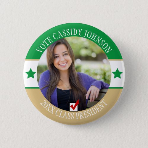 Green  Gold School Election Student Body Vote Button