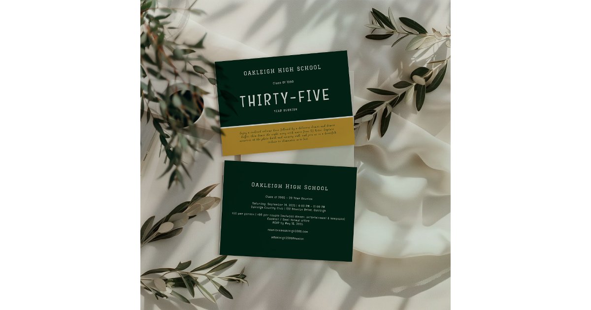 Green & Gold | School Reunion Alumni Party Invitation | Zazzle