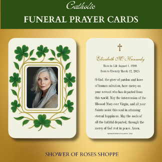 Green & Gold Shamrock Irish Funeral Memorial 