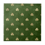 Green & Gold Shamrock Pattern Irish Ceramic Tiles<br><div class="desc">Get some Irish styled, modern accent tiles for your next home renovation! It's the perfect finishing touch for your home. Add your custom wording to this design by using the "Edit this design template" boxes on the right hand side of the item, or click the blue "Customize it" button to...</div>