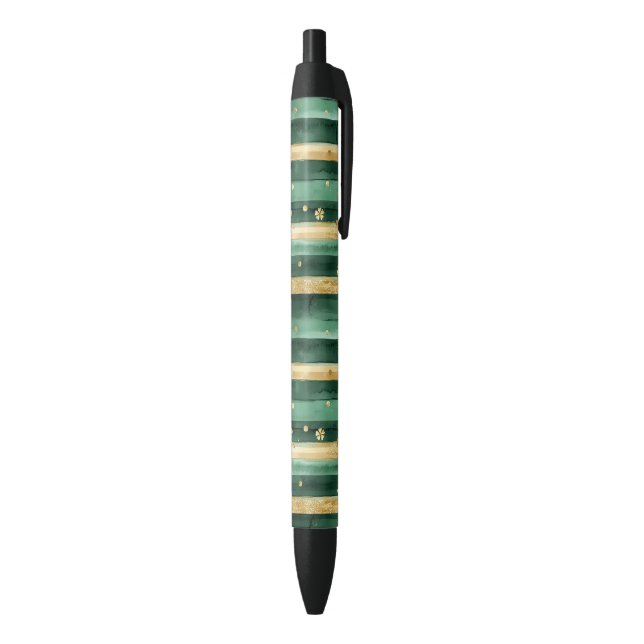 Green Gold Shamrock St. Patrick's Day Stripes Pen (Bottom (Vertical))