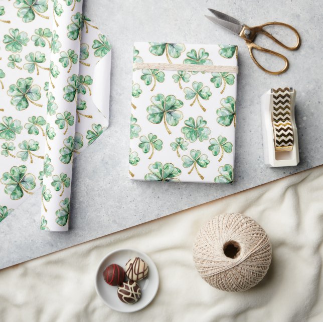 Green Gold Shamrock St. Patrick's Day Wrapping Paper (Crafts)