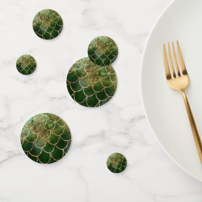 Green & Gold Shimmer Mermaid Fish Scales Confetti (Group)