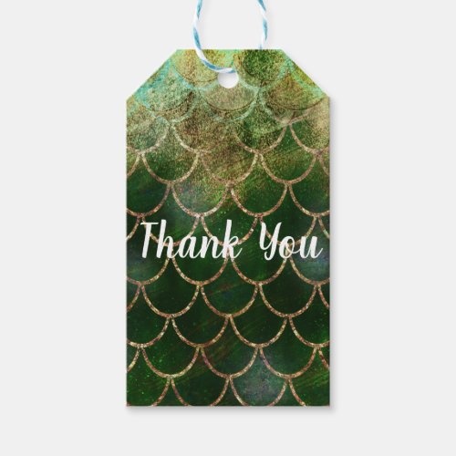 Green  Gold Shimmer Mermaid Fish Scales Gift Tags