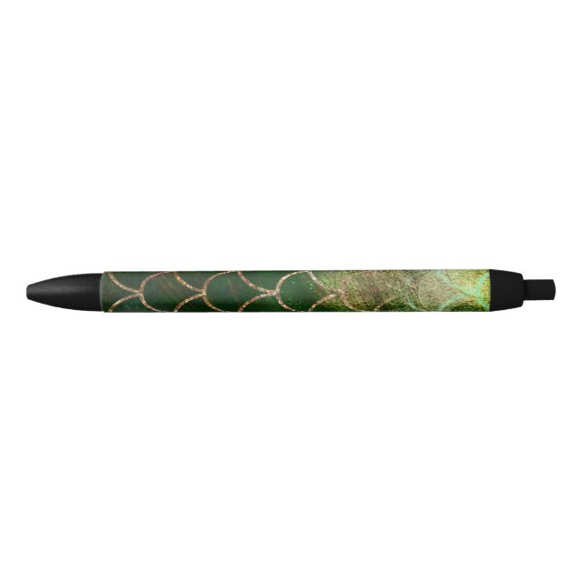 Green & Gold Shimmer Mermaid Fish Scales Pen (Front)