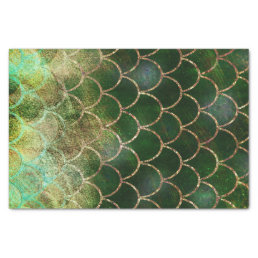 Green &amp; Gold Shimmer Mermaid Fish Scales Tissue Paper