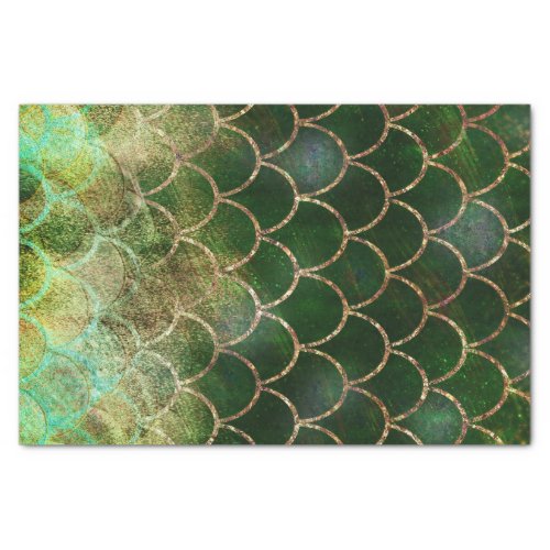 Green  Gold Shimmer Mermaid Fish Scales Tissue Paper