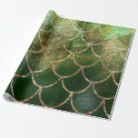Green & Gold Shimmer Mermaid Fish Scales Wrapping Paper<br><div class="desc">custom wrapping paper</div>