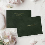 Green gold simple elegant wedding return address  envelope<br><div class="desc">Modern stylish simple minimalist wedding invitation envelope in a vintage style antique distressed looking dark emerald green and gold typography. Personalize with your custom sender return address on the backside and "deliver to" on the front.</div>