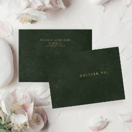 Green gold simple elegant wedding return address envelope
