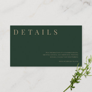 Green & Gold Simple Formal Wedding Details Enclosure Card