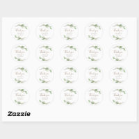 Green Gold Simple Greenery Thank You Wedding Classic Round Sticker