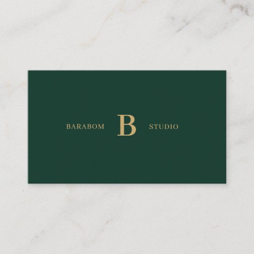 Green  Gold Simple Initial Minimal Professional  Business Card
