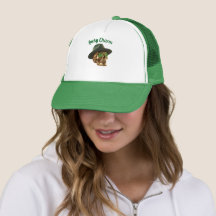 Green Gold Skul Fedora Hat St.Patricks Day Trucker